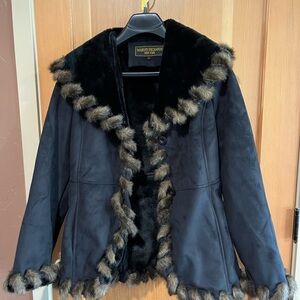 Marvin Richards Black Jacket with Faux Fur Trim